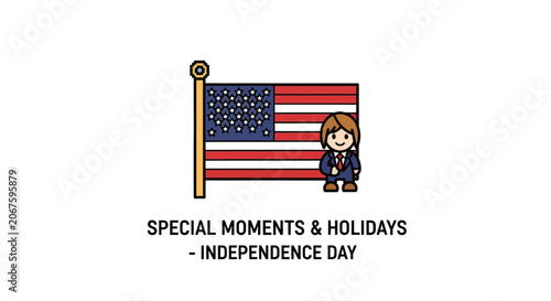 American flag with a little boy.
