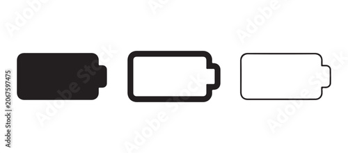 Photos Battery level icons in different states of charge  full half and empty  on a whi