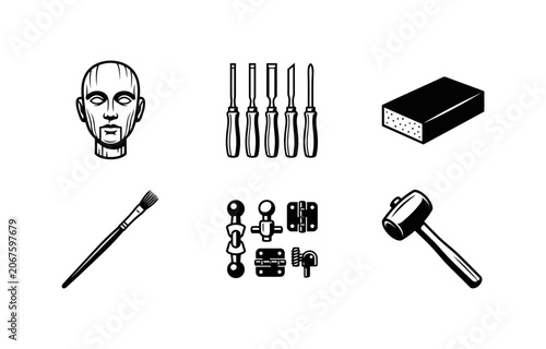 Принти на полотні A versatile collection of essential tools and materials for artistic creation an