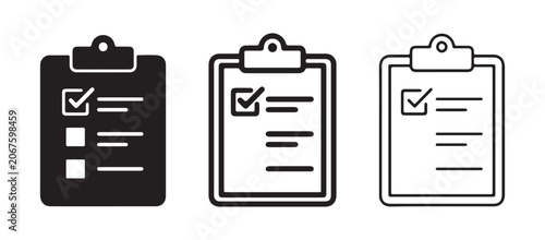 Tableau sur toile Clipboard icons with checkmarks and lines for notes and tasks  checklist and tod