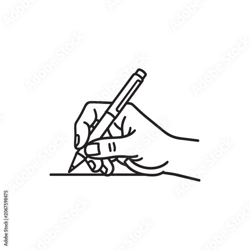 Minimalist vector icon of a pencil drawing a straight line