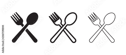 Crossed utensil icons of a fork and spoon and spoon and spoon and fork icon  food concept