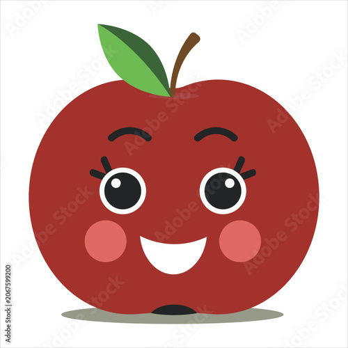 Cute apple icon isolated cartoon fruit symbol illustration