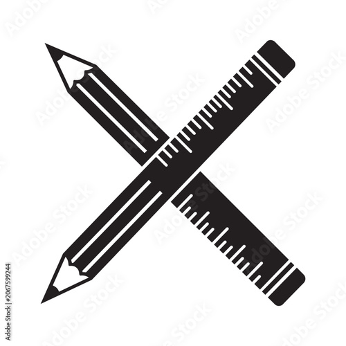 Simple black and white pencil vector icon on white background