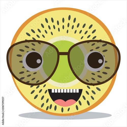 Cute kiwi fruit icon isolated cartoon tropical fruit symbol
