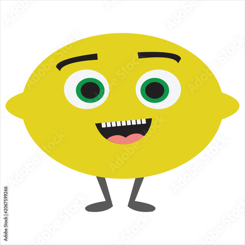 Cute lemon icon isolated cartoon citrus fruit symbol