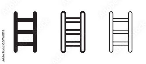  ladder icons in black and white on white background for climbing or access symbol  simple line style