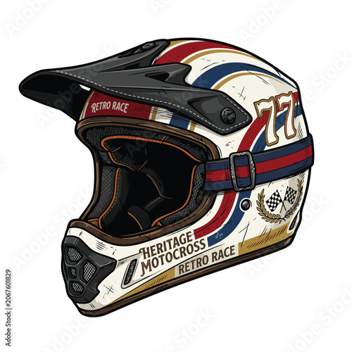 retro motocross racing helmet vector image