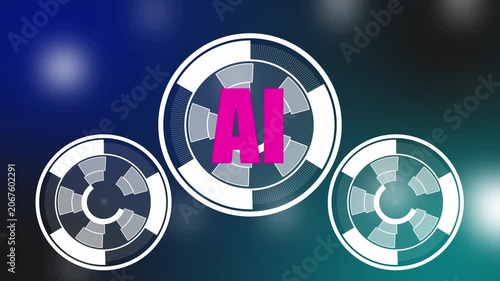 Modern business concept ' AI ,animation featuring growing financial charts, rising graph lines, digital analytics dashboard, professional corporate environment, business success