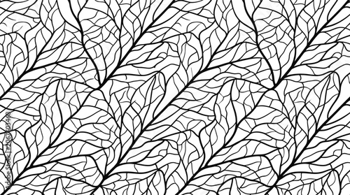 Fotografie Seamless pattern of intricate black branching vein structures resembling organic