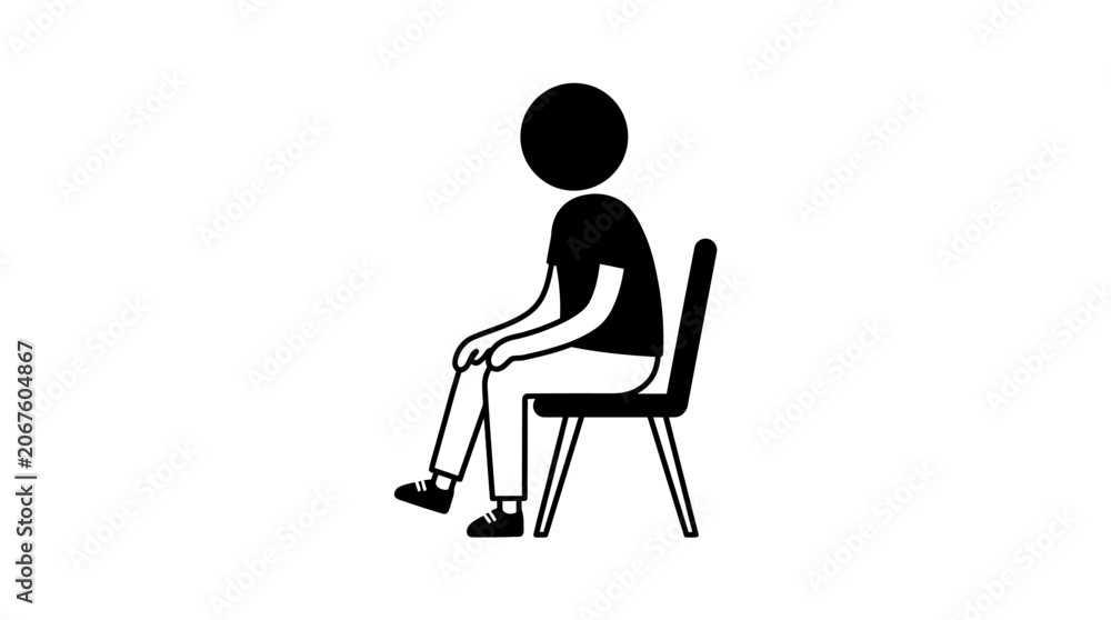 Fototapeta premium Man Sitting Comfortably on Chair, Resting Pose, Isolated White Background.