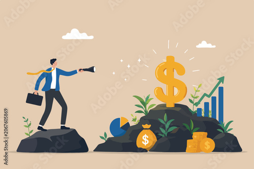 Slika na platnu Investment opportunity, financial advisor or money planning, discover growth sav