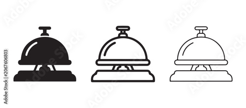 Photos service bells icons in different styles isolated on white background for hospita