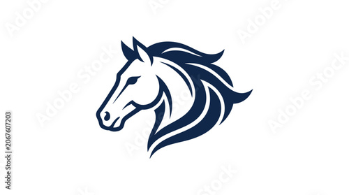 Bild auf Leinwand Dark blue stylized horse head profile icon.