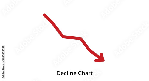 Declining graph with red arrow pointing.