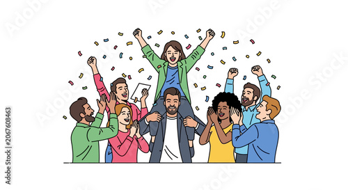 Photos Diverse Group of People Celebrating Together.