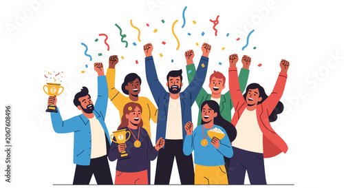 Canvas-taulu Diverse group of people celebrating victory.