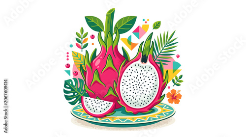 Fotografía Dragon Fruit on a Plate.