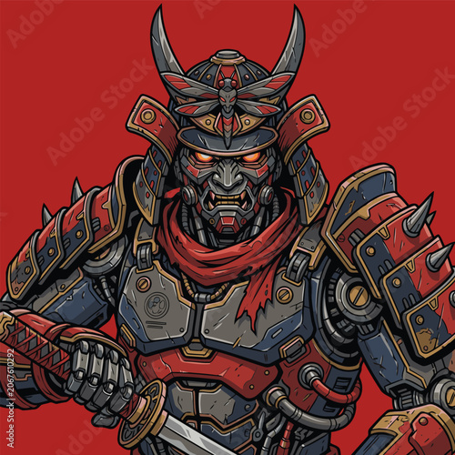 samurai robot vector image