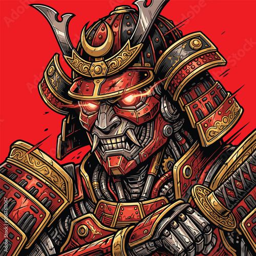 samurai robot vector image
