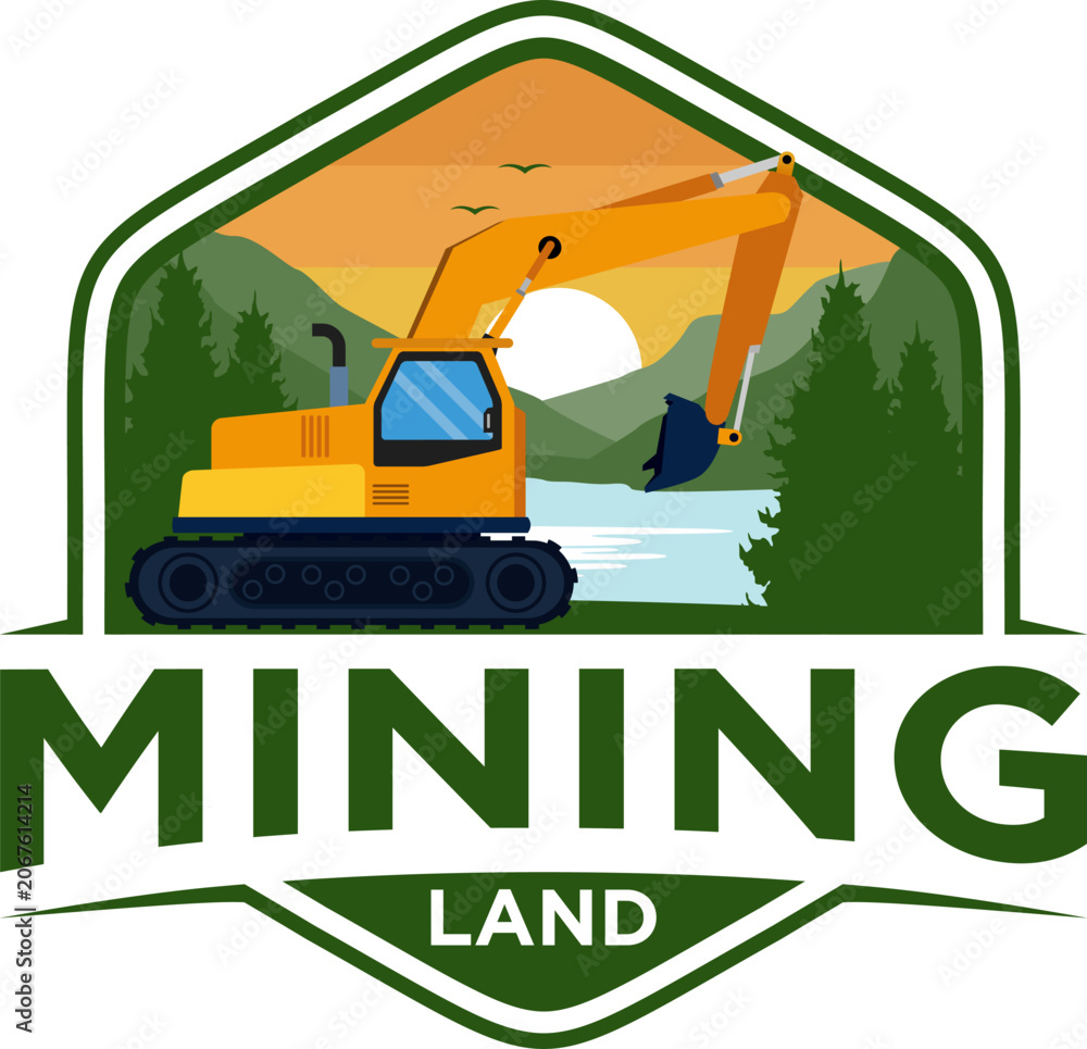 Obraz premium Mining Land design concept. Mining symbols vector illustration.