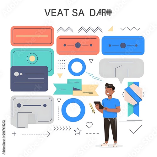 Modern technology and digital communication concept illustration.