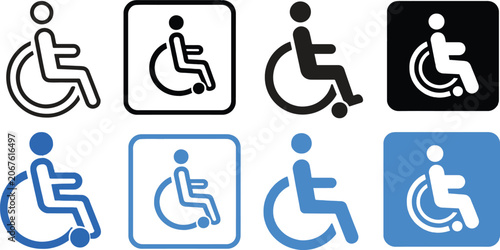 Wheelchair Accessibility Icon Variations Set