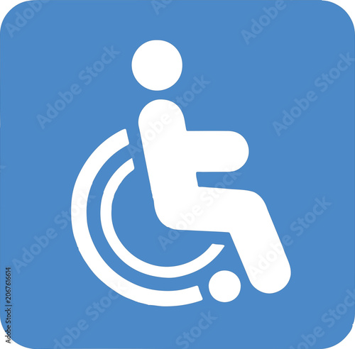 White Wheelchair Accessibility Symbol on Blue Background