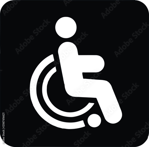 White Wheelchair Accessibility Symbol on Black Background