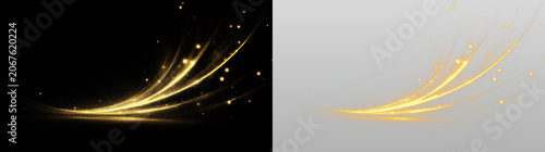 Transparent png of swirling golden light lines and sparkling dust particles overlay with glowing luxury effect and bright shining swirl on transparent background wave line flow particle shine