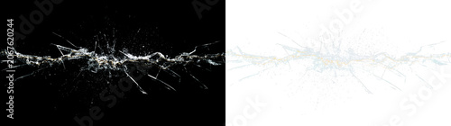 Obraz na płótnie Transparent PNG of realistic shattered glass crack with orange and silver highli