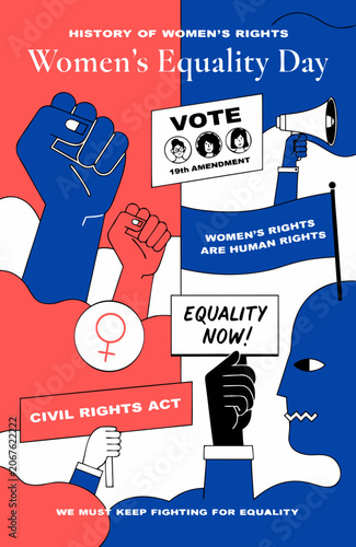Women's Equality Day, feminist icons, equality symbols, civil rights illustrations, social justice graphics