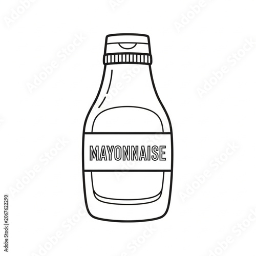 Vector Line Art Drawing Of Mayonnaise Squeeze Bottle