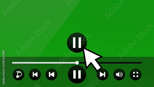 Green screen video player interface with cursor