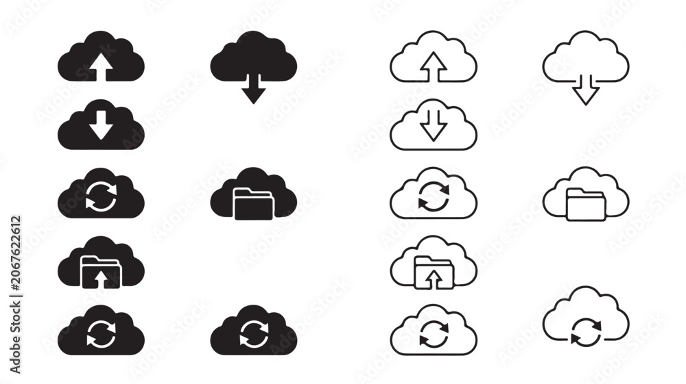 Obraz premium Cloud Computing Icons For Data Storage And Transfer Concepts on a transparent background