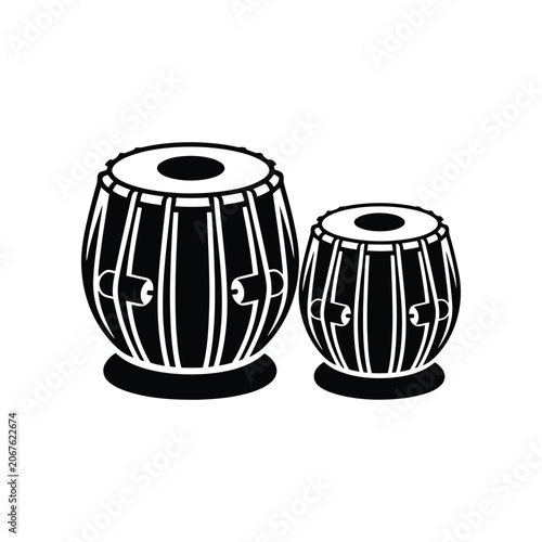 Indian Tabla Drums with Striking Contrast Against a Clean White Background for Cultural Music Concepts