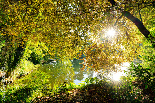 Gravelle lake in the Vincennes wood. Paris 12th arrondissement