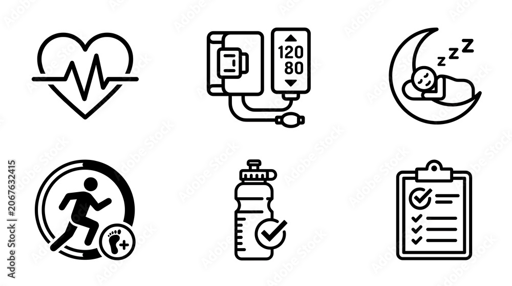 Fototapeta premium Medical and Fitness Icon Set for Healthcare Wellness