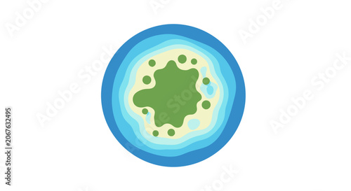 Green bacteria cell under microscope.