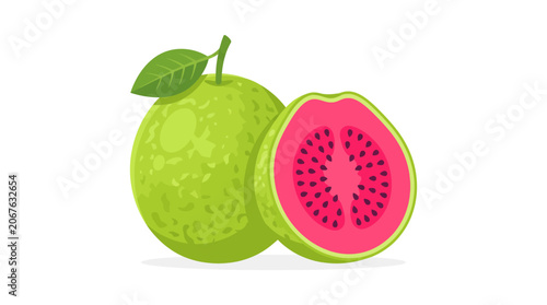Green Guava Fruit Cut Open.