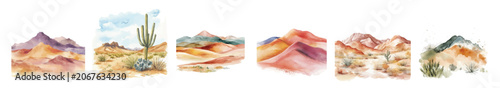 A Collection of hand painted desert painting designs, Hand-painted style, vectorized, vector set available in EPS, Plant set, vector set available in EPS, Simple Hand-painted watercolor style