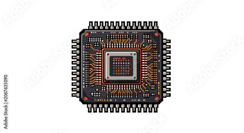 Microchip electronic component close-up view.