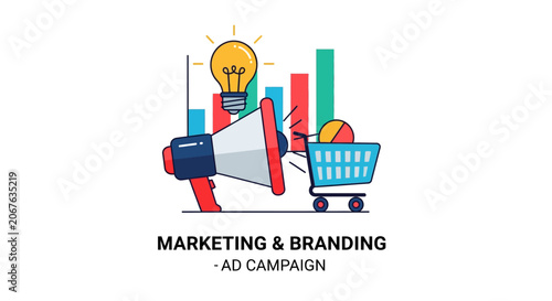 Marketing and branding ad campaign symbols.