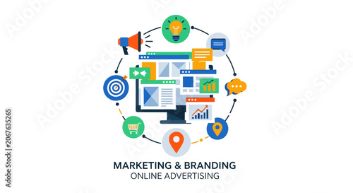 Marketing and branding online advertising concept.