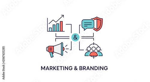 Marketing and branding strategy concept.