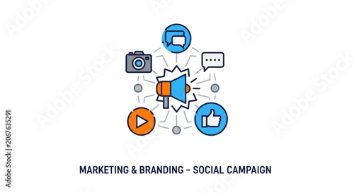 Marketing and branding social media icons.