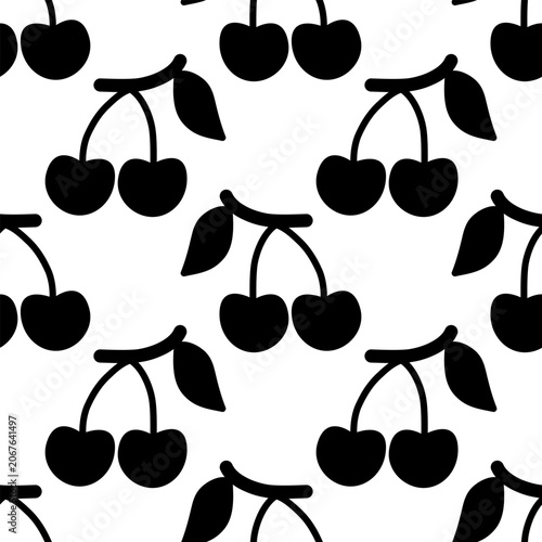 Seamless pattern with silhouettes of cherries