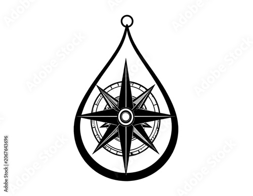 Billede på lærred A navigational compass symbol inside a teardrop shape