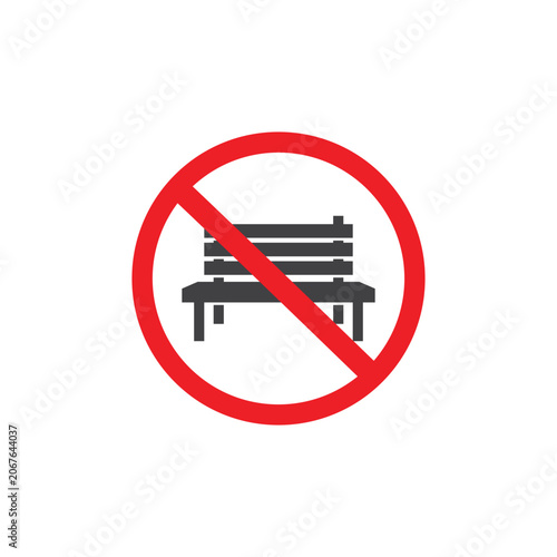 vector design of a red sign icon prohibiting sitting on a bench