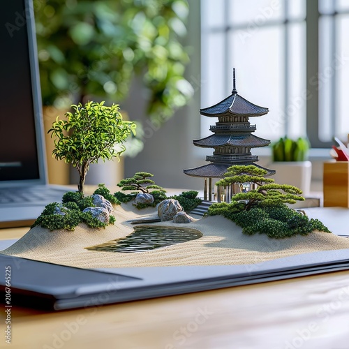 Zen garden overlay on a student’s desk stressrelief during exams